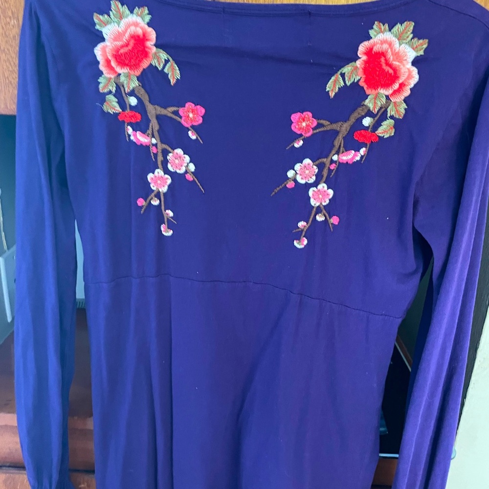 JWLA purple embroidered t-shirt dress mid length